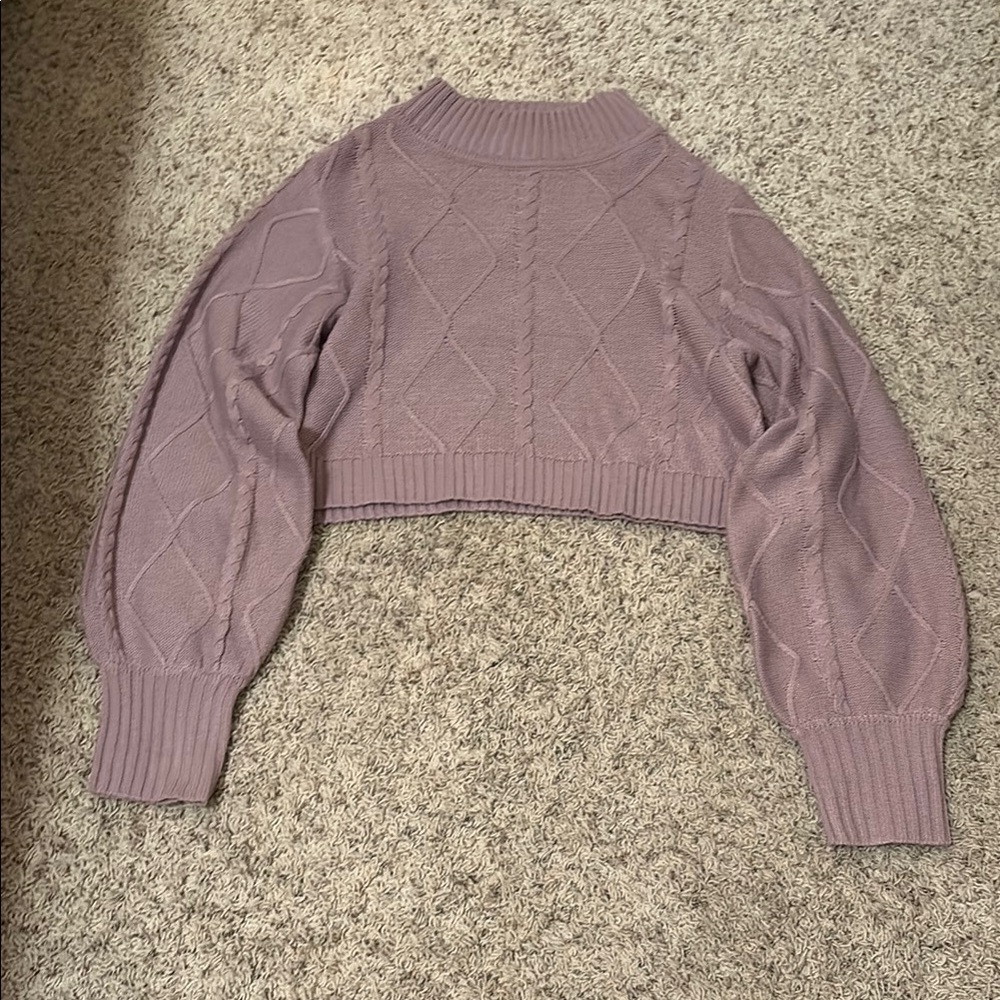 Cropped Mauve Cable Knit Sweater